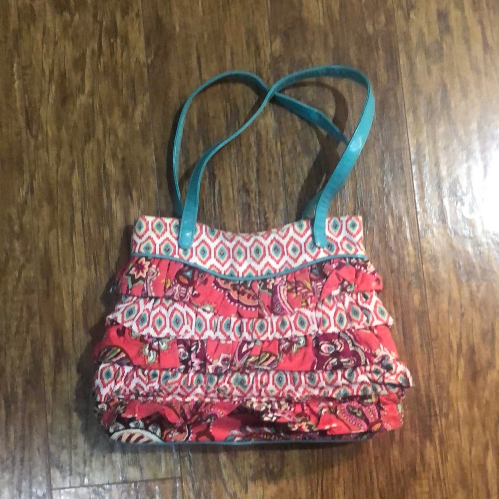 Vera Bradley Color Me Coral Cha Cha Ruffle Handbag